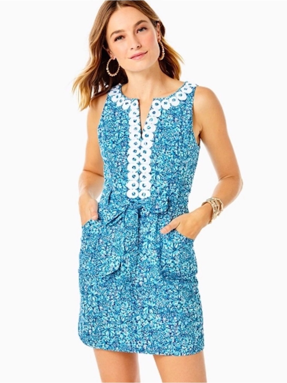 Lilly Pulitzer Gulianna Stretch Shift
Dress In Cumulus Blue Blooming Together
